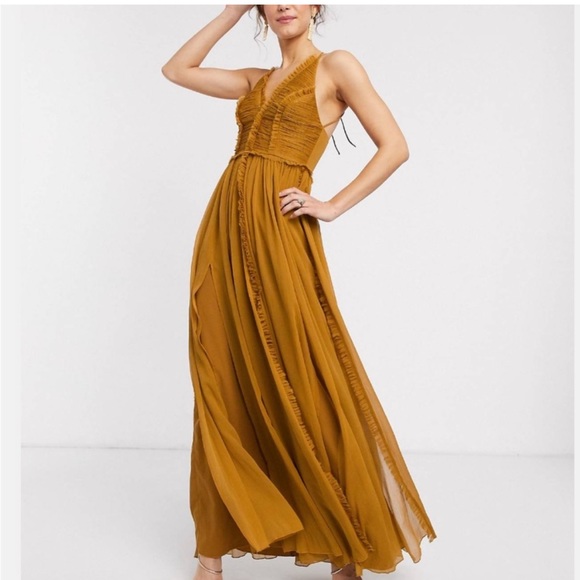 ASOS Dresses & Skirts - NWT ASOS DESIGN ruched bodice soft cami maxi dress with raw edge detail